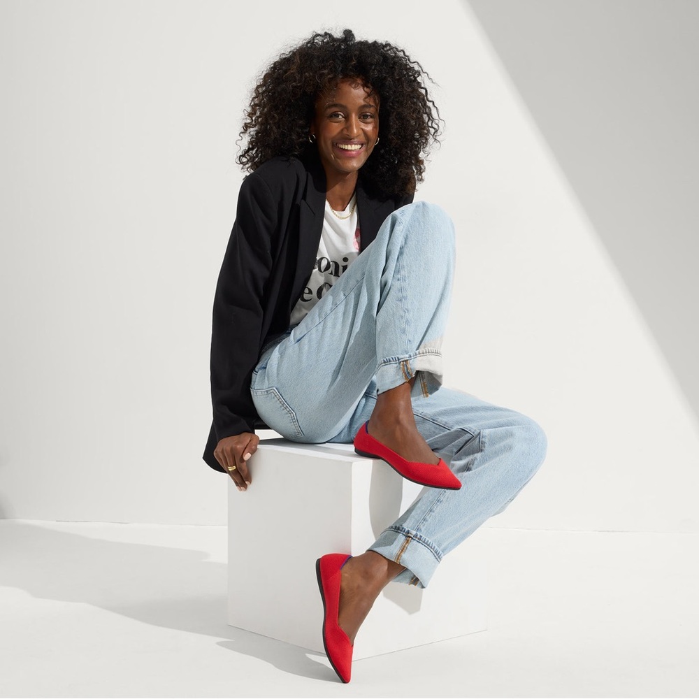 Rothy's Women's The Point Red Flats - Picture 3 of 13